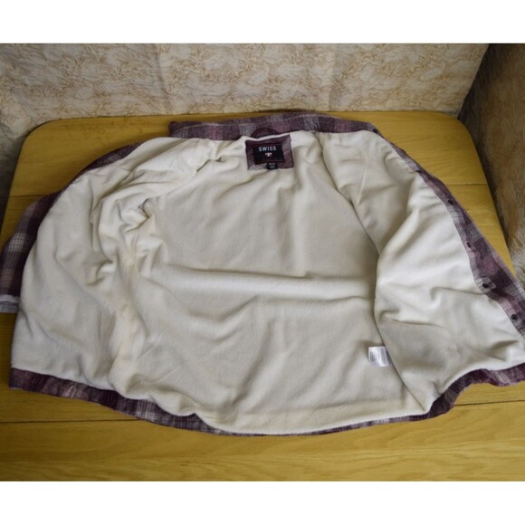 Swiss Alps Thick Lined Chore Coat Shacket Womens Sz Sm Fig Purple Plaid Cottage - Picture 5 of 8